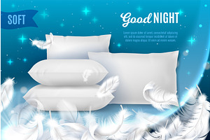 Realistic pillows poster. Light, an Object Illustration by YummyBuum