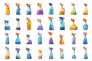 Set of cartoon cleaning products in, an Object Illustration by LadadikArt