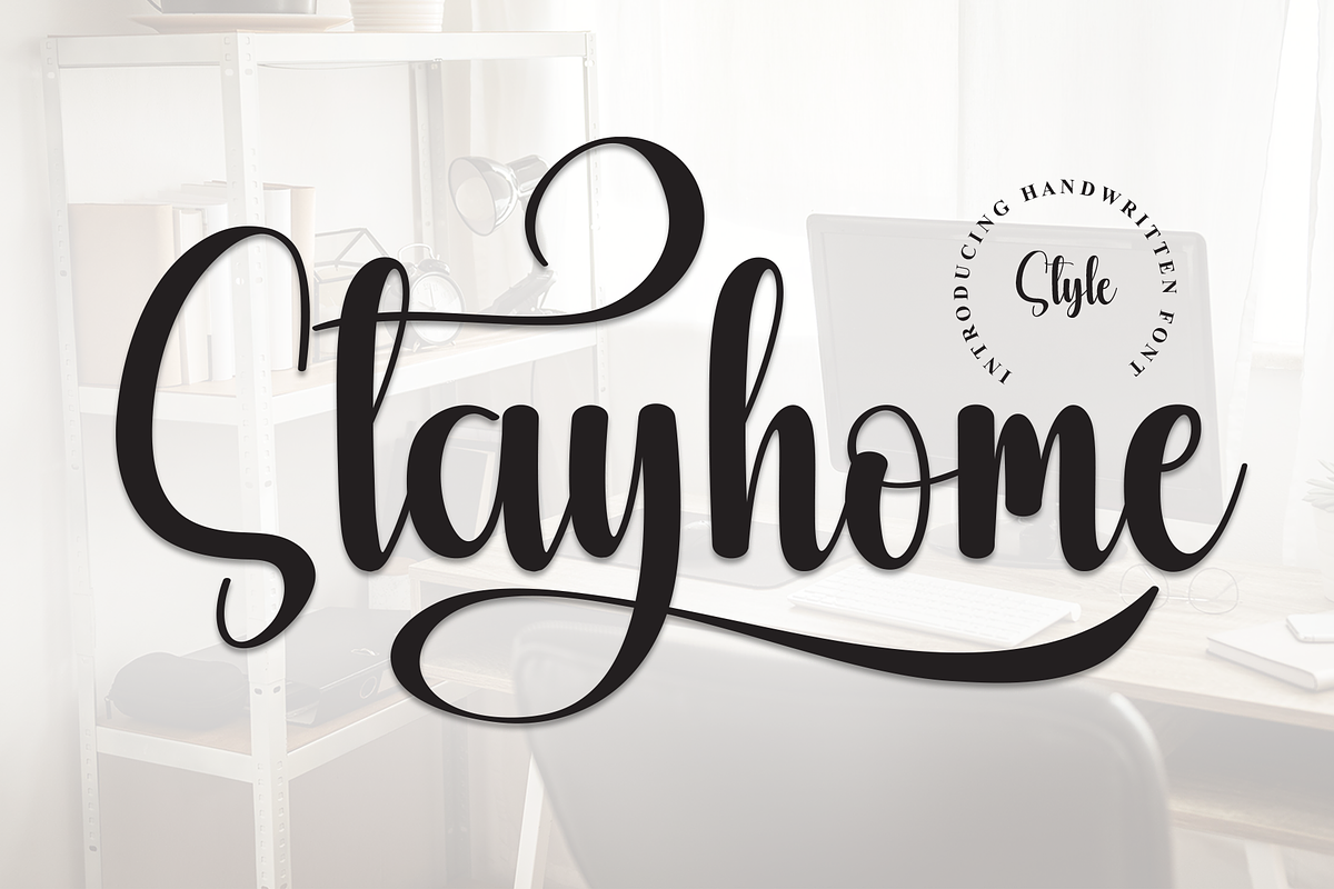 Stayhome | Script Font, a Handwritten Font by Scratchones (Photo 1 of 9)