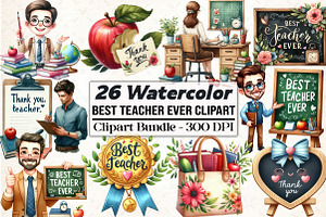 Best Teacher Ever Clipart PNG, an Illustration by DreamCafeArt