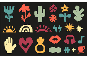 Colorful paper cutting shapes kit, an Illustration by Valerie Bodnar