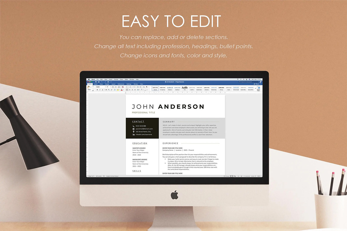 Modern Resume Template CV Design, a Resume Template by resumetemplathttps://d3es (Photo 7 of 9)