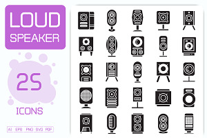 Audio Loudspeaker Icons Set, a Solid Icon by Designfour