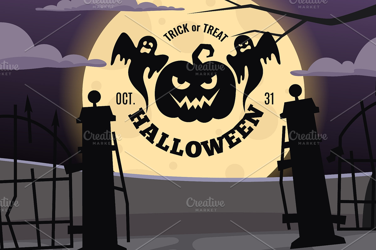 Halloween pumpkin and ghosts trick, an Object Illustration by Onyx (Photo 2 of 3)