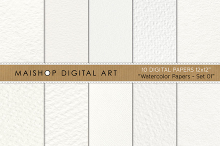 Warm White Watercolor Paper Textures, a Texture Graphic by Maishop