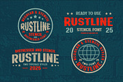 Rustline a Distressed Font, a Sans Serif Font by Rasiorise Studio (Thumbnail 9 of 12)