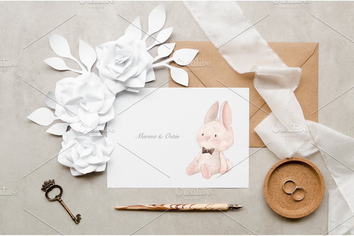 Cute Bunny. Clipart Watercolor, an Animal Illustration by sheincar (Photo 4 of 4)