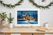 Winter Christmas House Illustration, a Seasonal Illustration by Aura Canyon HQ (Thumbnail 6 of 7)