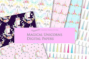 Unicorn Faces Silver Clipart,Pattern, an Illustration by Mia's Graphic Design (Thumbnail 10 of 10)