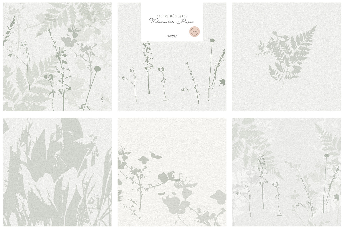Watercolor floral paper collection, a Texture Graphic by Anna Sokol (Photo 4 of 9)