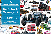 Vehicles Digital Collage Pack, an Object Graphic by Collage Supply Co (Thumbnail 1 of 3)
