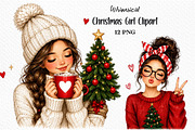 Christmas Girl Clipart PNG Bundle, a Seasonal Illustration by Craft Nest (Thumbnail 1 of 3)
