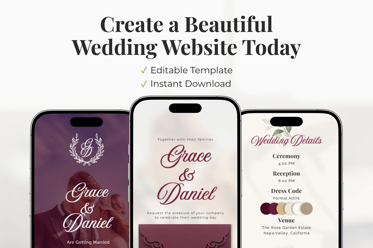 Dark Burgundy Wedding Website, a Landing Page Template by Everyday Perfection (Photo 13 of 13)