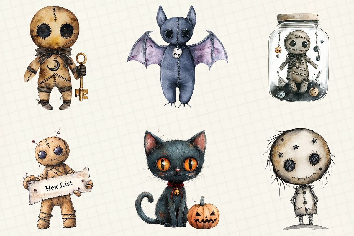 Halloween Voodoo Doll Clipart, an Illustration by OK Design (Photo 3 of 5)