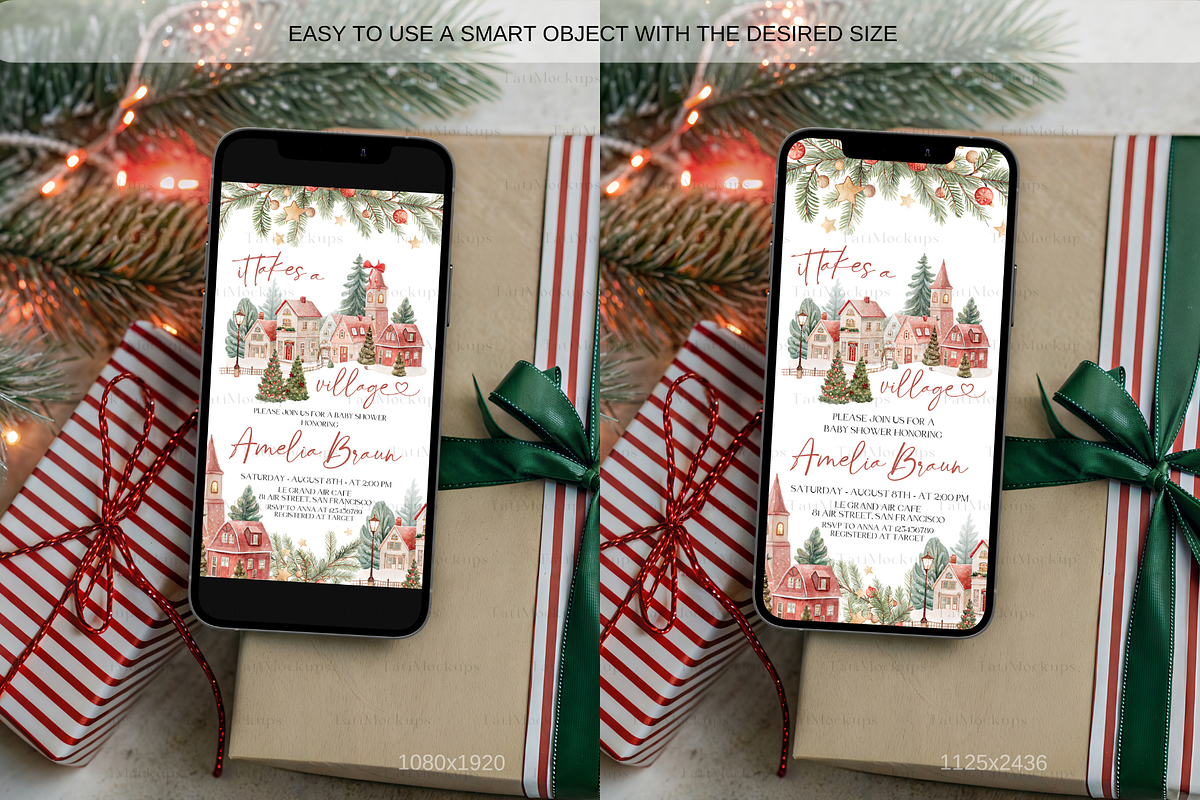 Christmas Phone Mockup Striped Gift, a Product Mockup by TatiMockup (Photo 3 of 5)
