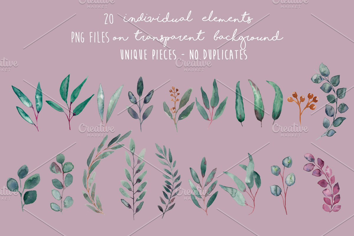 Elegant Watercolor Eucalyptus Leaves, a Texture Illustration by MaraquelaStudio (Photo 5 of 9)