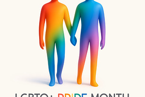 Rainbow LGBTQ+ couple holding hands, a Photo by angellodeco