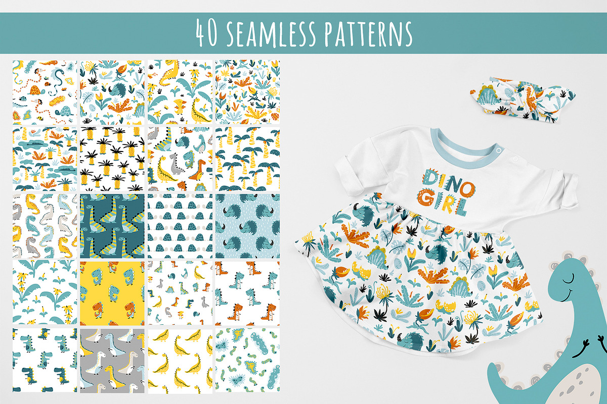 Dino set. Kids print & patterns, an Animal Illustration by Svitlana Kharchuk (Photo 8 of 13)