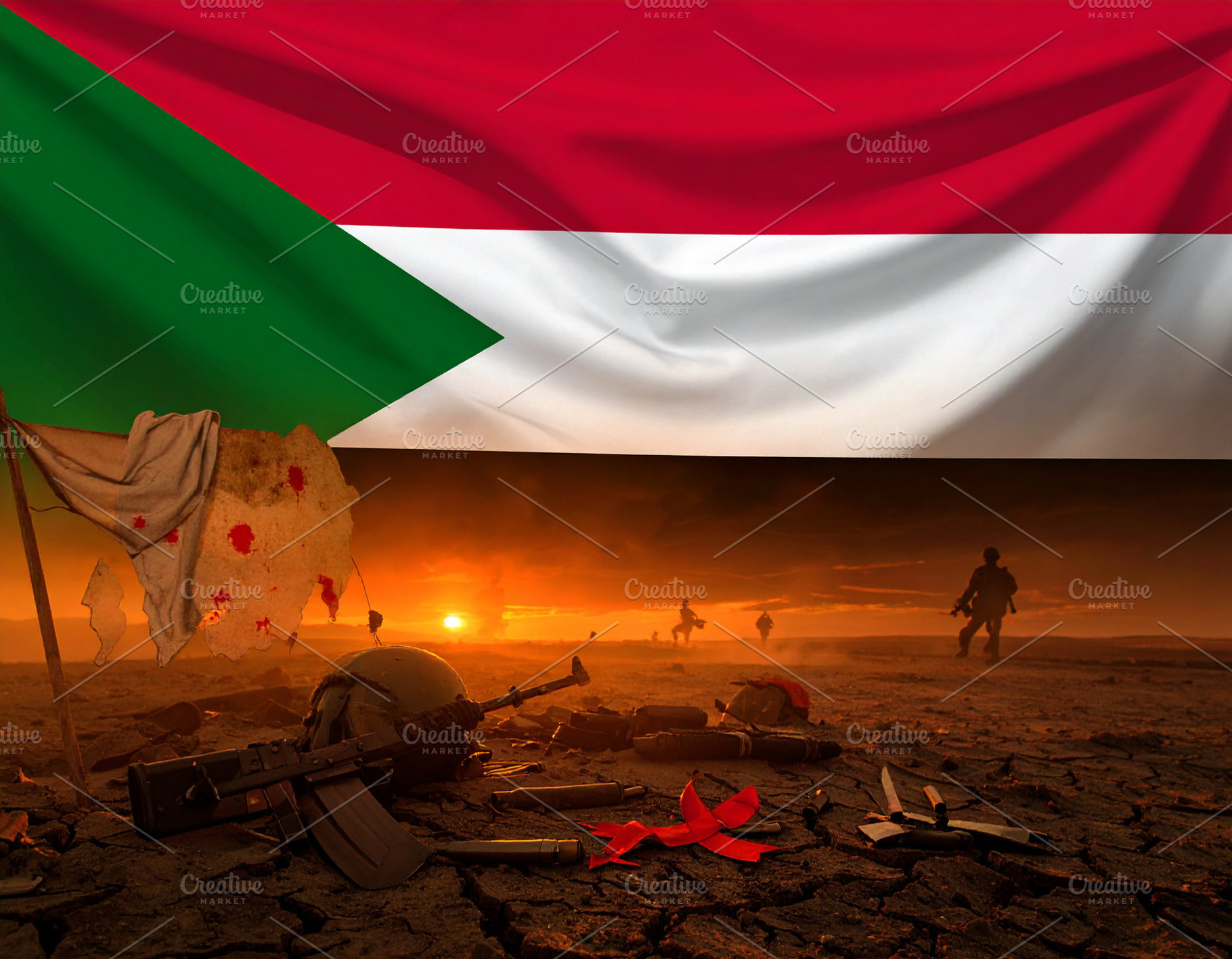 Sudan civil war battlefield scene, a Background Photo by DanFLCreativo