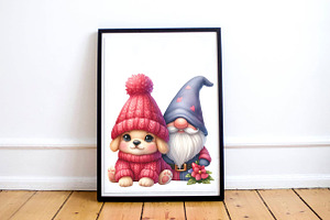 Watercolor Spring Puppy Lover Gnomes