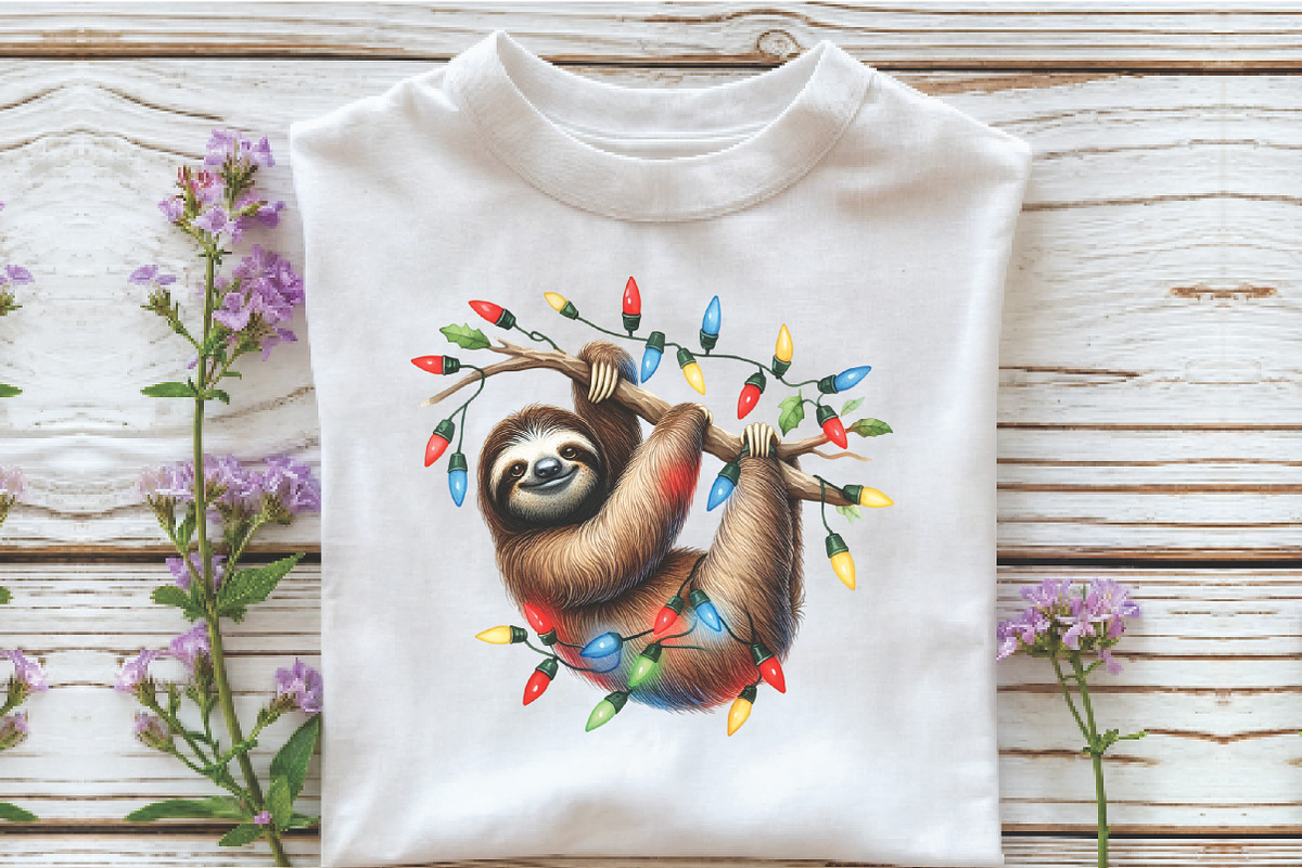 Cute Sloth Christmas Clipart PNG, an Illustration by Libby Wishes (Photo 13 of 13)