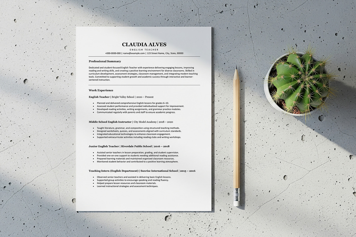 ATS Friendly Resume For Teacher, a Resume Template by SmmrDesign (Photo 4 of 8)