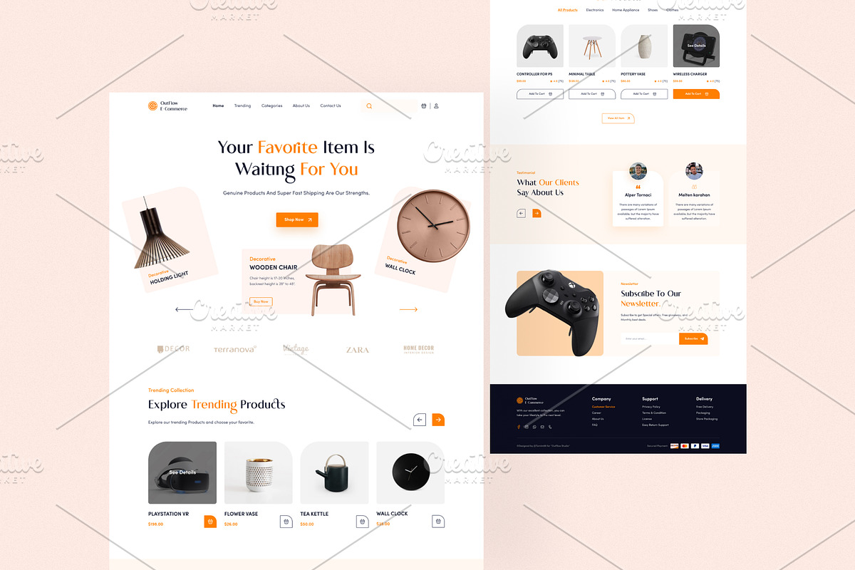 OutFlow E-Commerce Website Template, a Landing Page Template by Tanvir Ahammed Tamim (Photo 2 of 3)