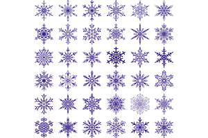 Snowflakes Vector Icons Frozen Frost Star Christmas Decoration Snow Winter Flakes Elemets Xmas Holiday Design Illustartion