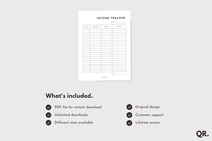 Income Tracker Insert Printable