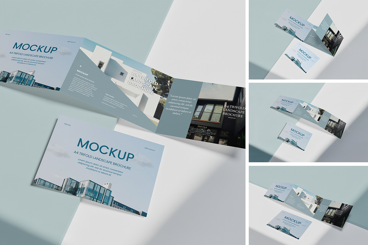 Trifold Landscape Brochure Mockup, a Books & Magazine Mockup by xavier_studio (Photo 1 of 5)