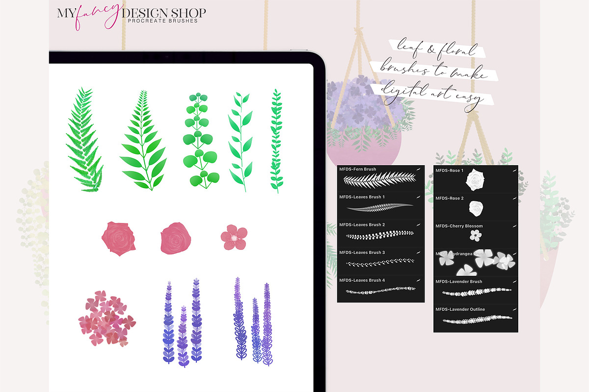 Procreate Spring Floral and Leaf Set, a Brush Add-On by My Fancy Design Shop (Photo 3 of 13)