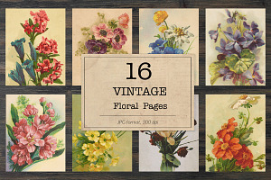 Floral Bookpages, Junk Journal Kit