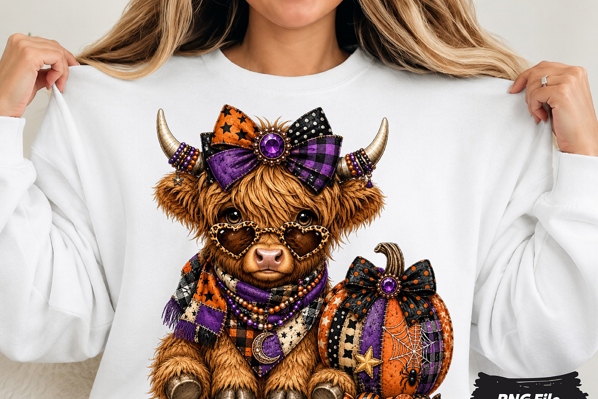 Glam Jeweled Highland Cow PNG, a Seasonal Illustration by DreamCafeArt (Photo 1 of 6)