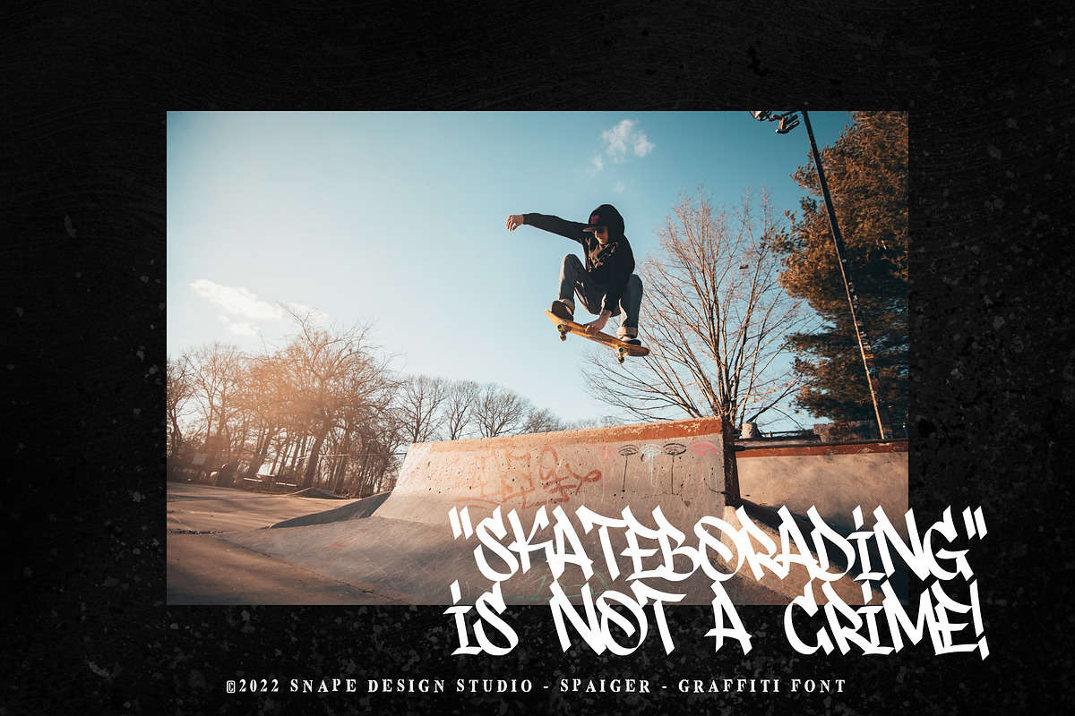 Spaiger - Graffiti Font, a Font by Snape Design Studio (Photo 3 of 5)
