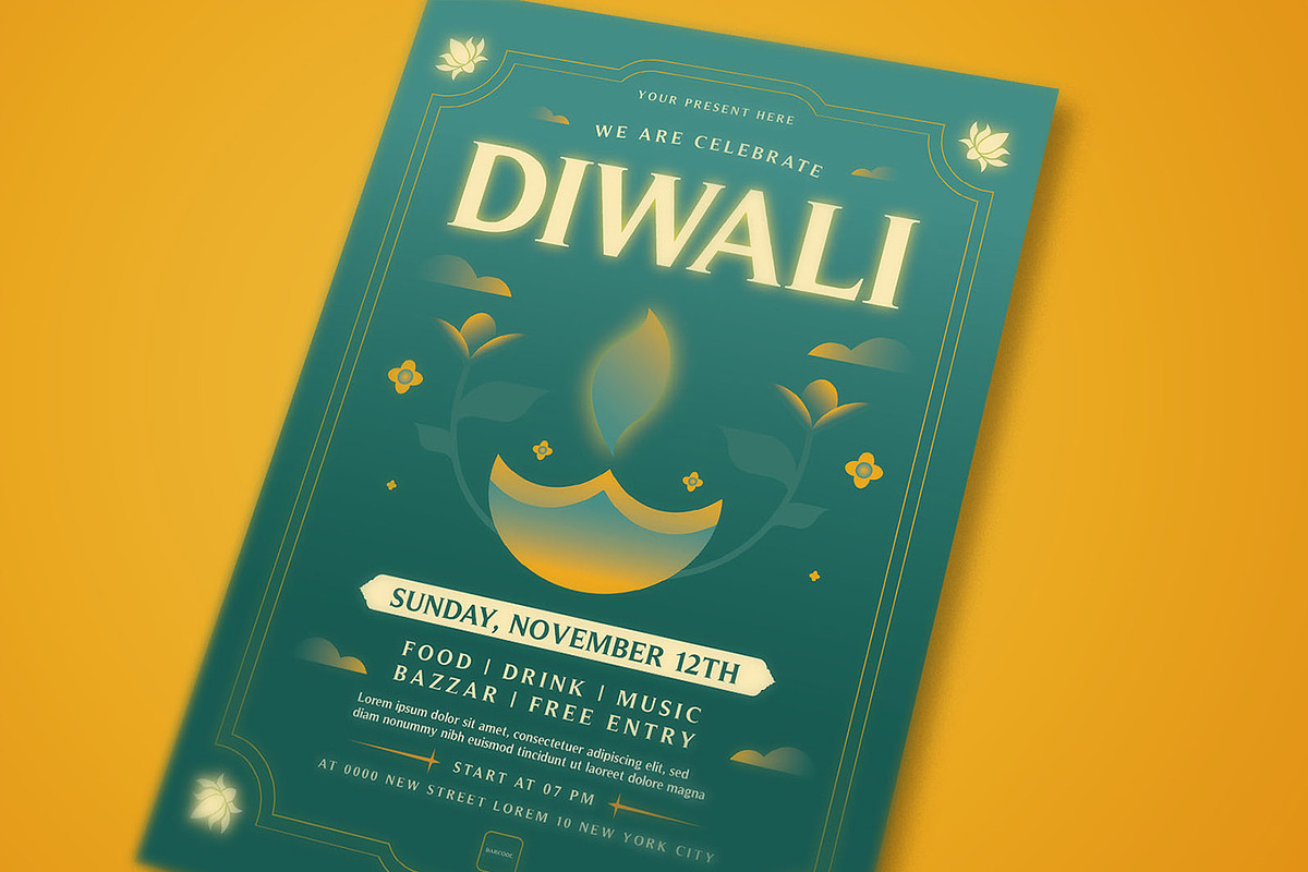 Diwali Festival Party Flyer Template, a Flyer Template by megarez (Photo 2 of 3)