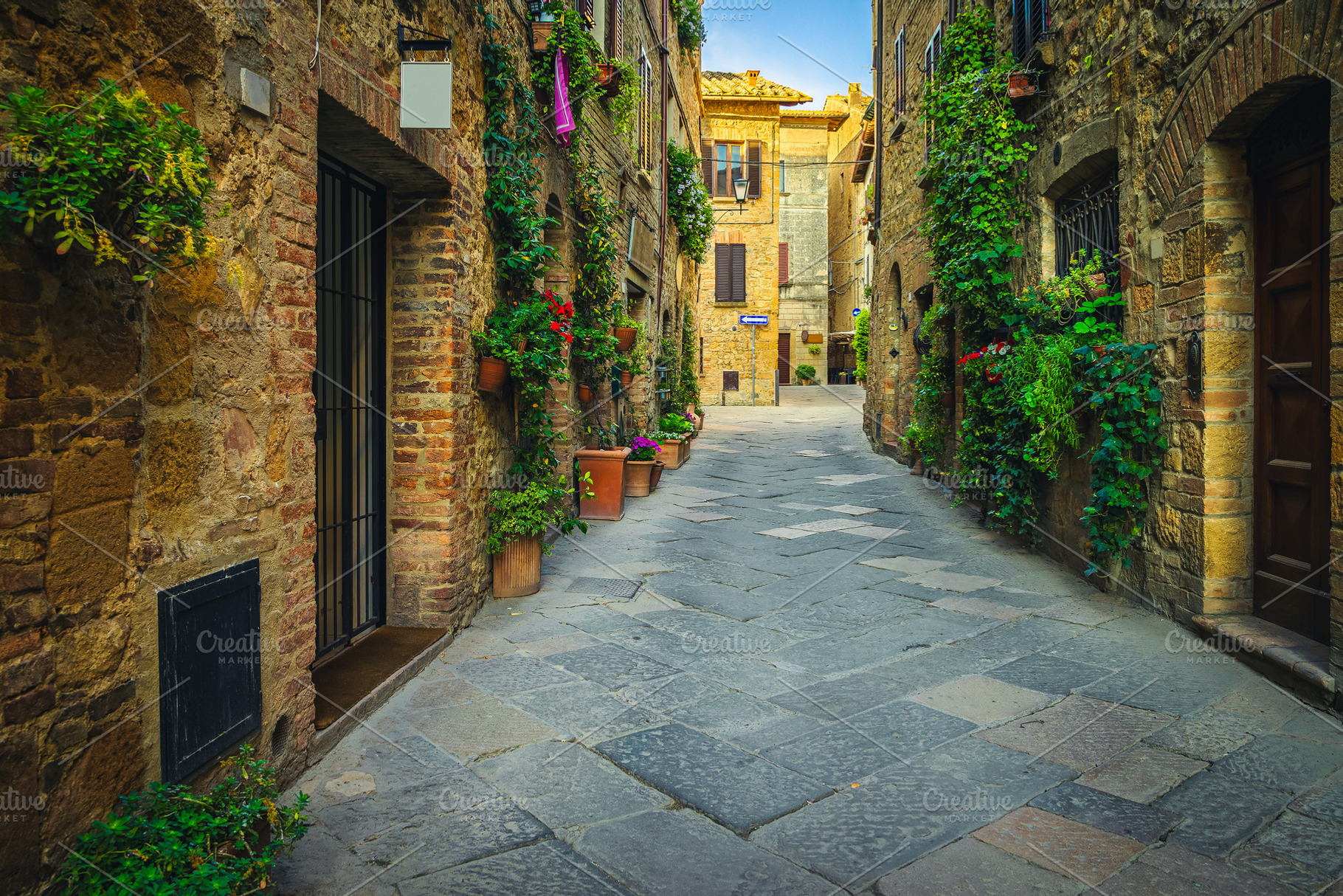 Narrow street in Tuscany, an Architecture Photo by Alpine Dreams