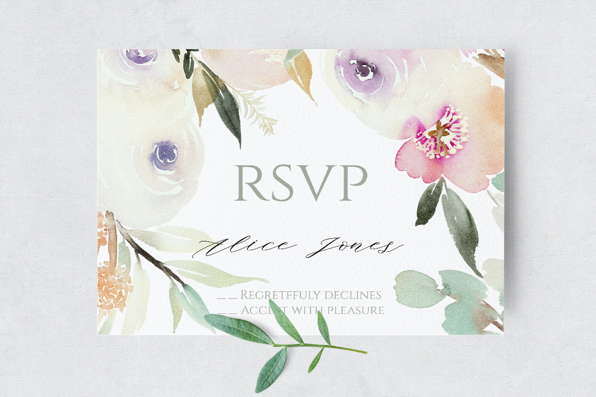 Set of Watercolour Wedding Cards, an Invitation Template by Karma (Photo 4 of 9)