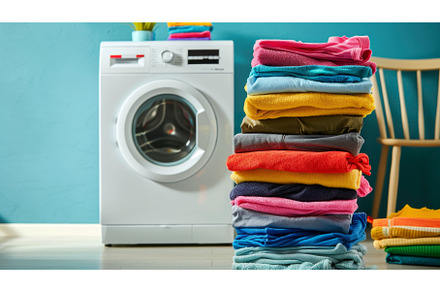 stack of colored clothes in front of, a Beauty & Fashion Photo by Neirfy