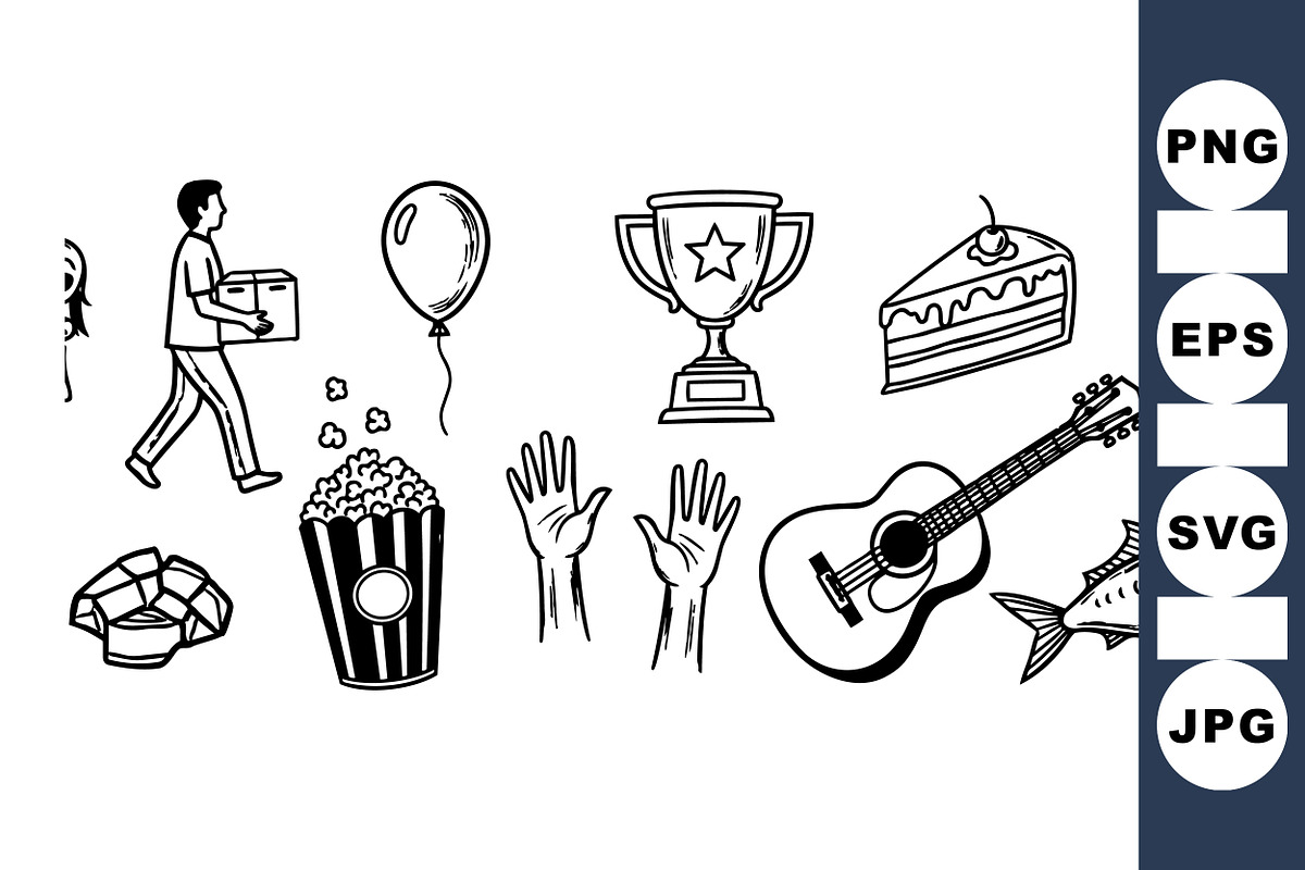 Hand Drawn Everyday Icon Set, an Illustration by designvectx (Photo 1 of 3)
