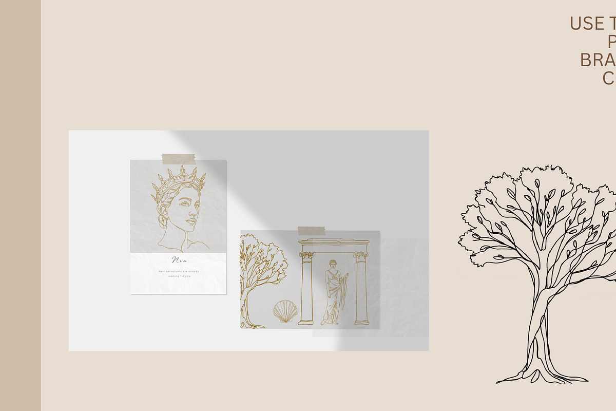 Line art Greek Goddesess, a Decorative Illustration by Katerina (Photo 6 of 6)