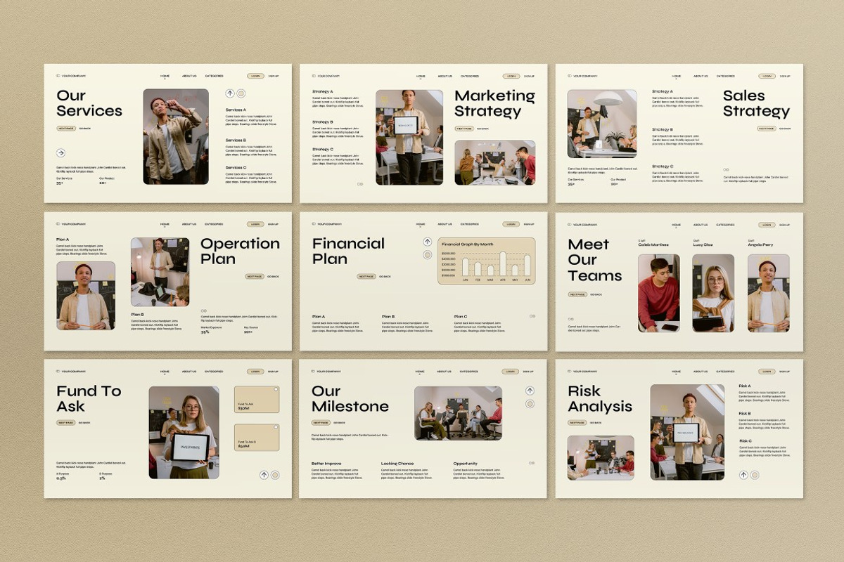 Cream Business Plan Google Slide, a Presentation Template by graphicook (Photo 5 of 10)