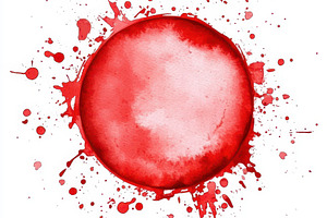 Red watercolor circle splash abstrac, an Abstract Photo by Pixeness Studio