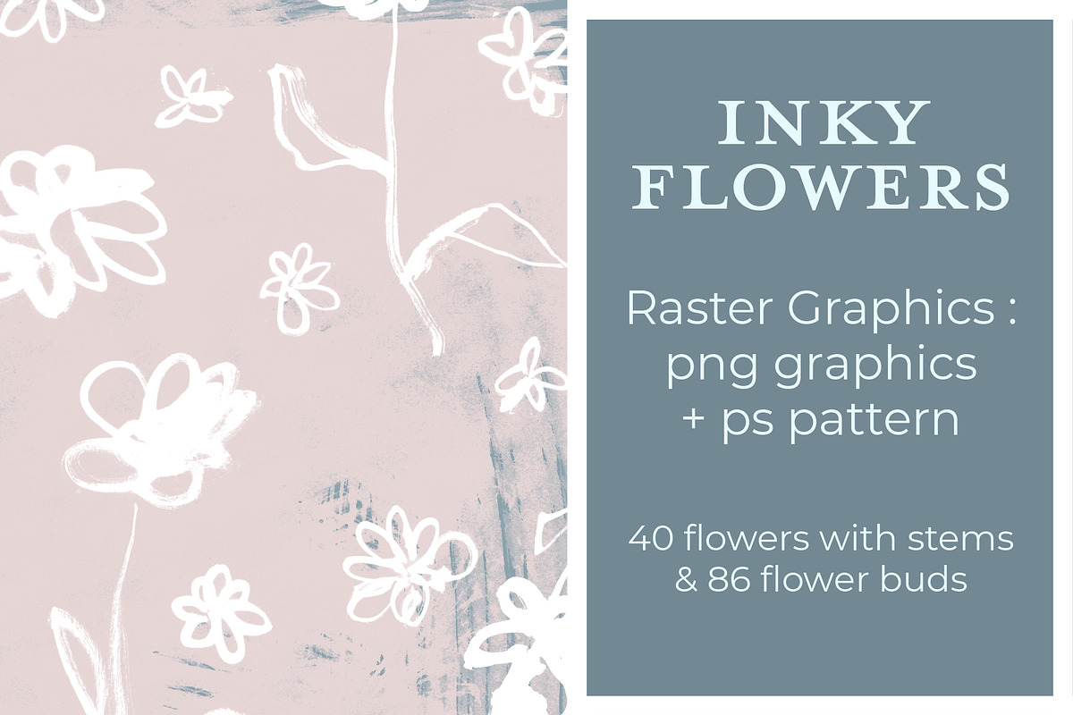 Hand Painted Inked Flowers - Raster, a Texture Illustration by thebrine_creative (Photo 3 of 7)