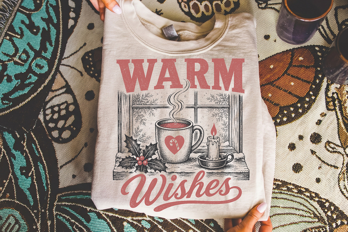 Vintage Warm Wishes Christmas Design, a Seasonal Illustration by Libby Wishes (Photo 2 of 4)