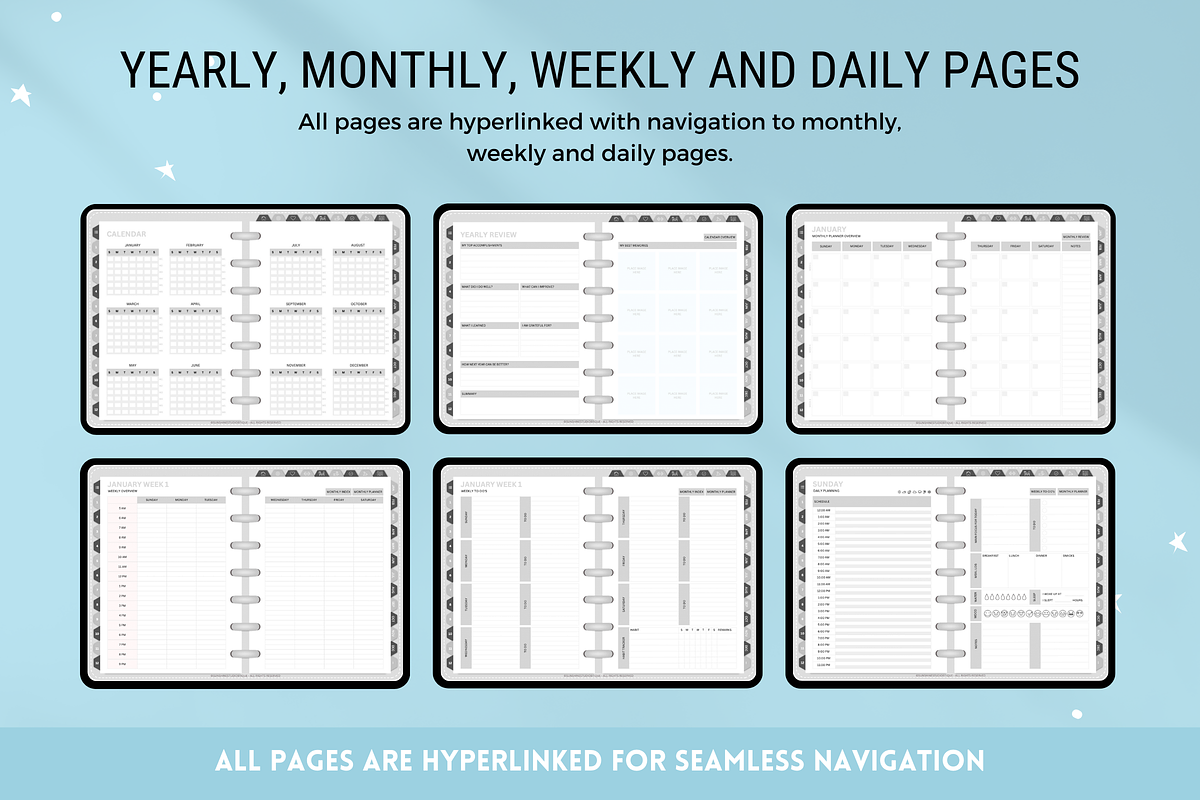 Cute Digital Life Planner 750+ pages, a Templates & Theme by SunshineStudioBoutique (Photo 3 of 9)