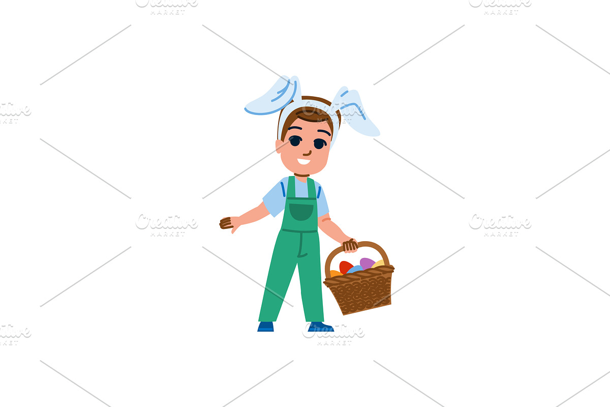 Happy child wearing bunny ears, an Object Illustration by pikepicture