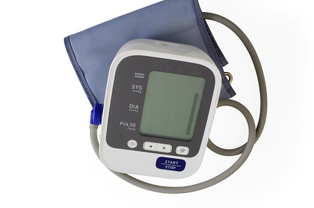 Blood pressure monitor with automatic system white background, a Health & Medical Photo by 1981 Rustic studio kan