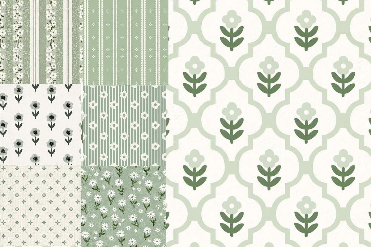 Sage Green Ditsy Floral Cottagecore, a Pattern Graphic by Pattern Whimsy (Photo 3 of 9)