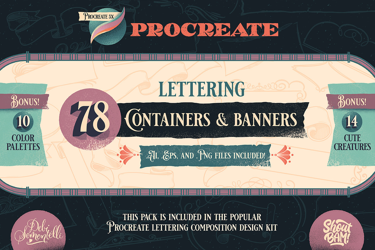 Procreate Banners & Containers, a Brushes & More by Debi Sementelli (Photo 1 of 11)