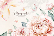 Watercolor peonies and butterflies, an Animal Illustration by Peace ART (Thumbnail 1 of 14)
